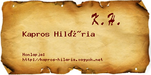 Kapros Hilária névjegykártya